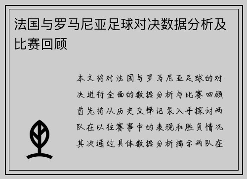 法国与罗马尼亚足球对决数据分析及比赛回顾
